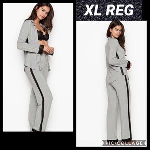 Victoria’s Secret modal long pj set lace insets Tencel modal gray black lace